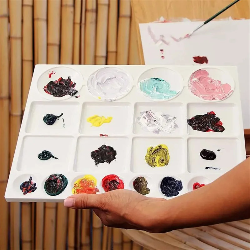 1Pc Oil Paint Water Coloring Palette For Kids Children Adults Art Acrylic Drawing Tray Plastic Pallet Student Stationery paint tray color palette watercolor palette
