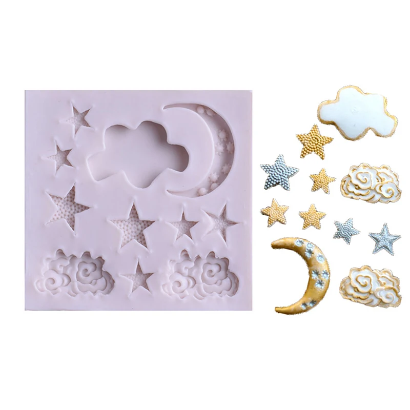 

1Pc Fondant Silicone Cake Mold Cloud Star Moon Chocolate Molds Clouds Mould Cake Decorating Accessories DIY Tools
