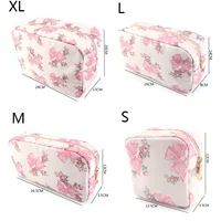 Flowers Bow Printed Nylon Waterproof Travel Make up Pouch Bags Backpack Tote bag Duffle Bag Fanny Pack for Women Girl Ladies 2