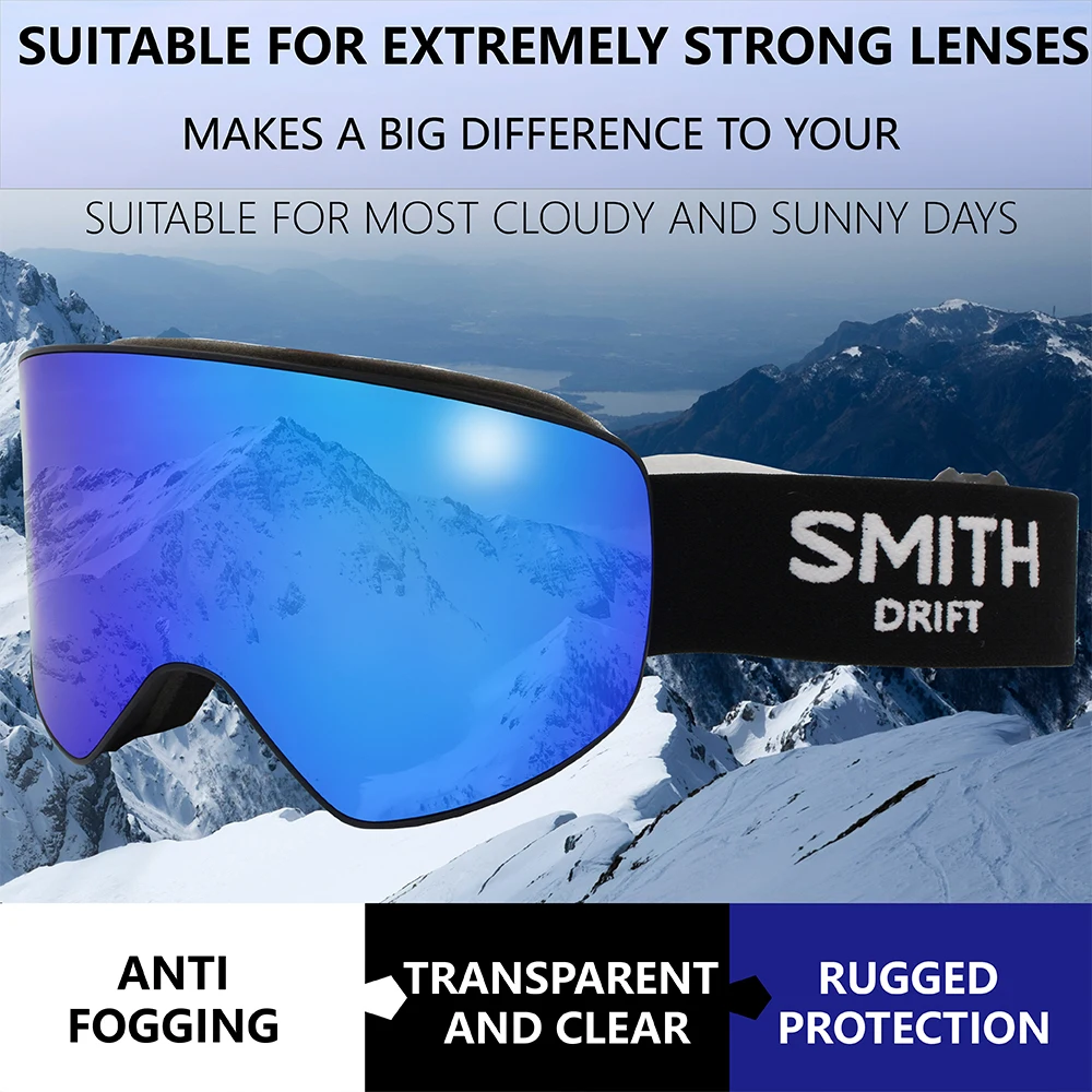 BRAND Winter Sports Ski Goggles UV400 Protection Ski Mask Male Female Anti-Fog Big Face Snow Glasses Skiing Snowboard Eyewear 2