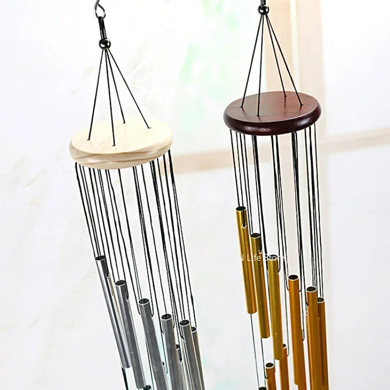 Aluminum Alloy Wind Chimes with Hook, Gold and Silver Bells for Outside, Home and Wedding Party, Memorial Decoration Gifts, 12 T