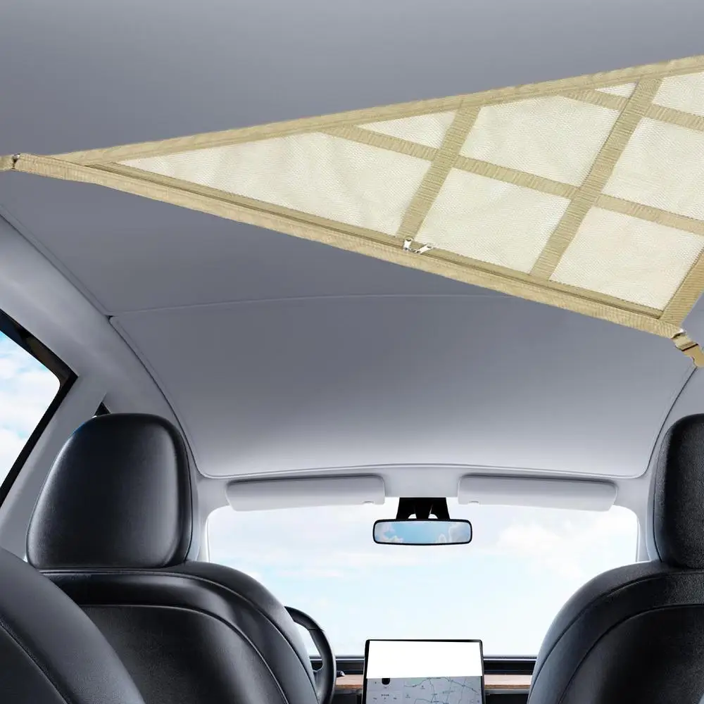 Auto Starke Net Tasche Tragende Mesh Auto Dach Speicher Kapazität Auto Decke Auto Zubehör Organizer Dreieck Auto Lagerung Net – Detail 4