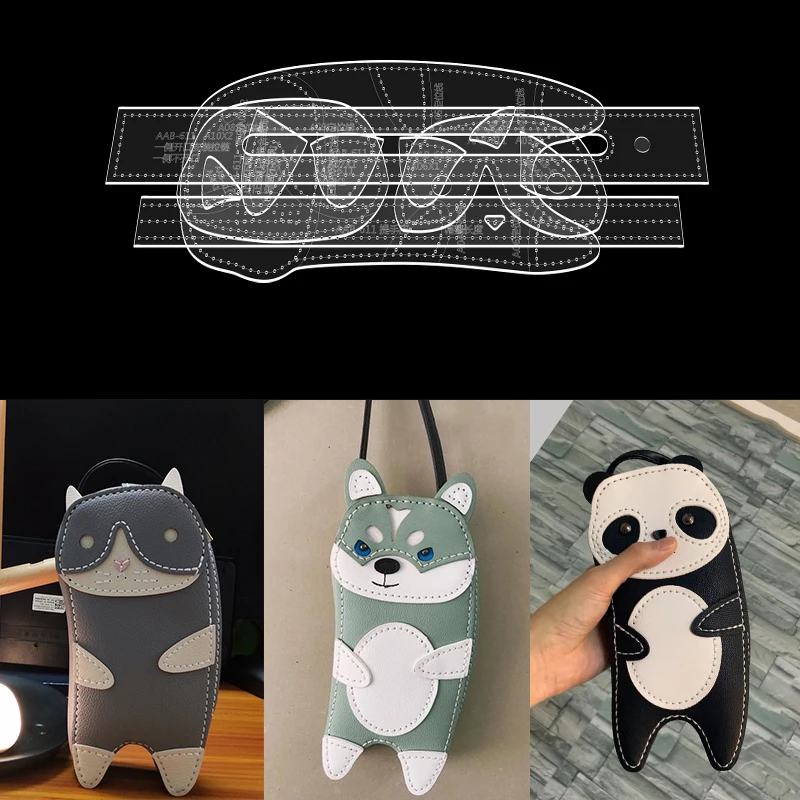 Leather Acrylic sewing pattern/template for Cute Mobile phone bag DIY handmade craft stencil 24*12*4cm