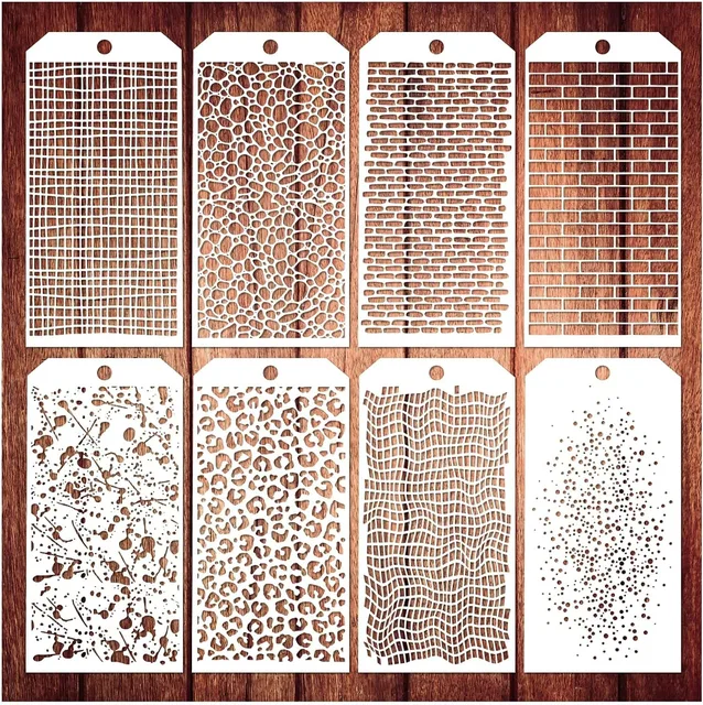 8Pcs/Set Leopard Brick Dot Mesh DIY Stencils 1