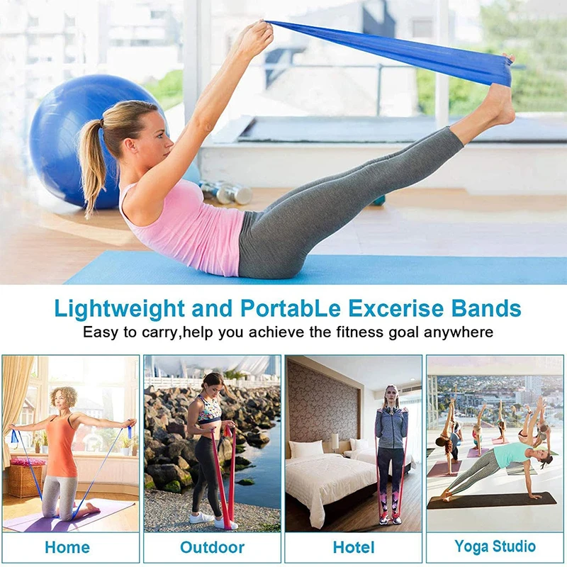 Resistance Bands Set,Bodybuilding Elastic Bands for Exercise Yoga,Pilates,Rehab,Strength Training Fitness Band Yoga Stretch Belt