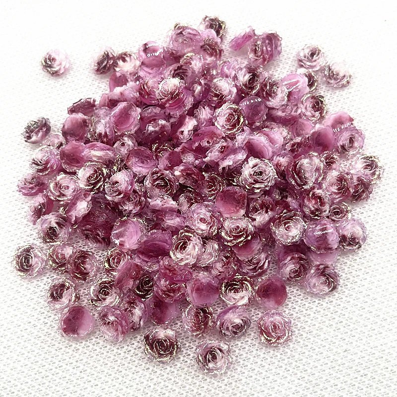 30pcs High Quality Glitter Resin Rose Flowers for Jewelry and DIY Nail Art