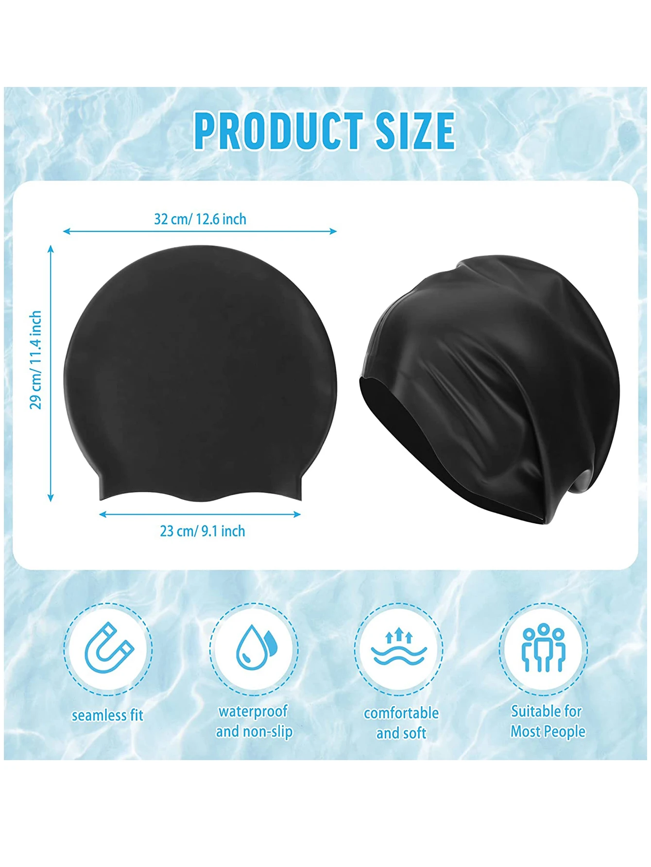 1pcs Long Hair Oversized Swimming Cap, Waterproof Silicone Swimming Cap Suitable for Women, Men, Braids, Braids, Afros 4
