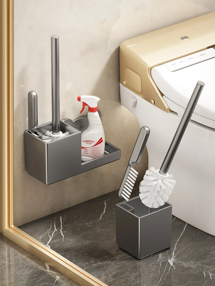 Wall Mounted Toilet Brush Holder Rack Brush Gap Brush Storage Shelf for Bath Accessories Household Cleaning