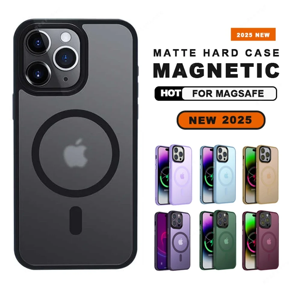 Luxury Matte Magnetic Phone Case with Magsafe and Shockproof Hard Cover