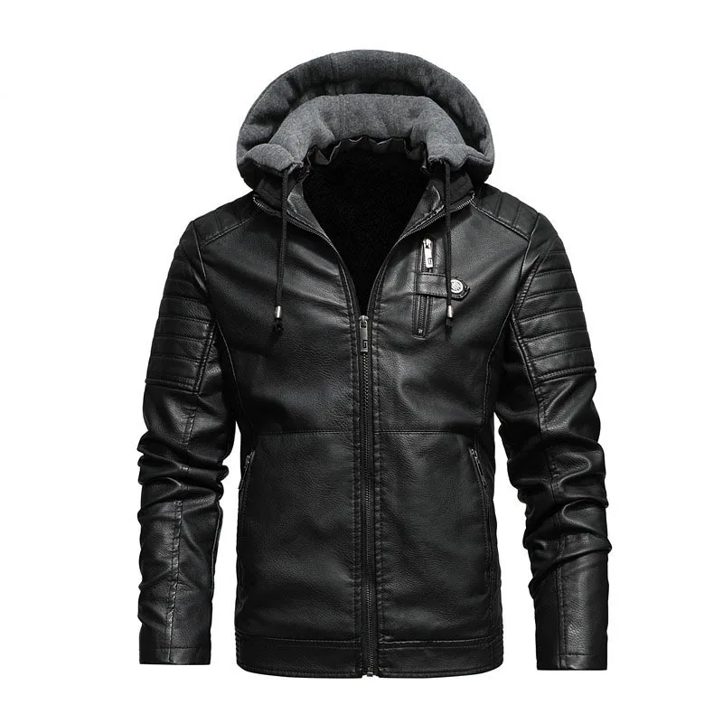 Mcikkny Men`s Winter Faux Biker Leather Jackets Fleece Lined Motorcycle Outwear Coats For Male Top Clothing Size L-5XL  (9)