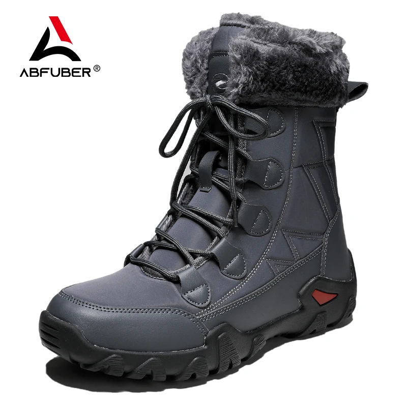 

Super Warm Outdoor Leather Men boots Waterproof Winter Snow Boots For Men Winter Fur Plush Men's Ankle Boots With Fur Man Shoes