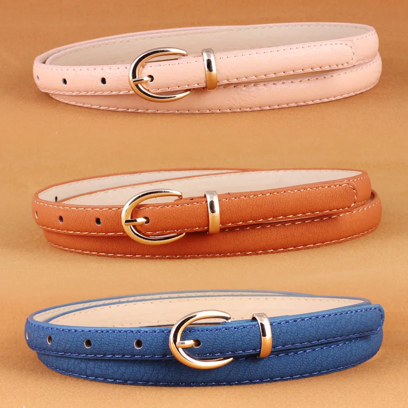New Candy-colored Belt Ladies Pu Pin Buckle Decorative Belt Korean Version Fashion All-match Thin Belt BS1015