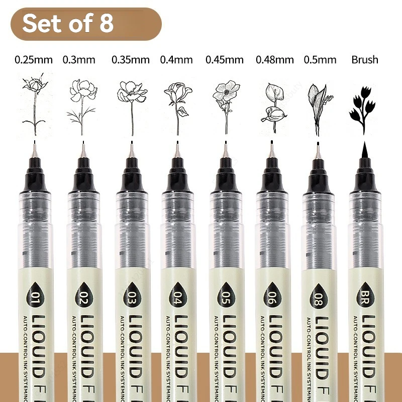 Professional 5/8pc Manga Art Marker Set Fine Line Sketch Pens for Drawing Illustration & Calligraphy Artist School Supplies Kit 1