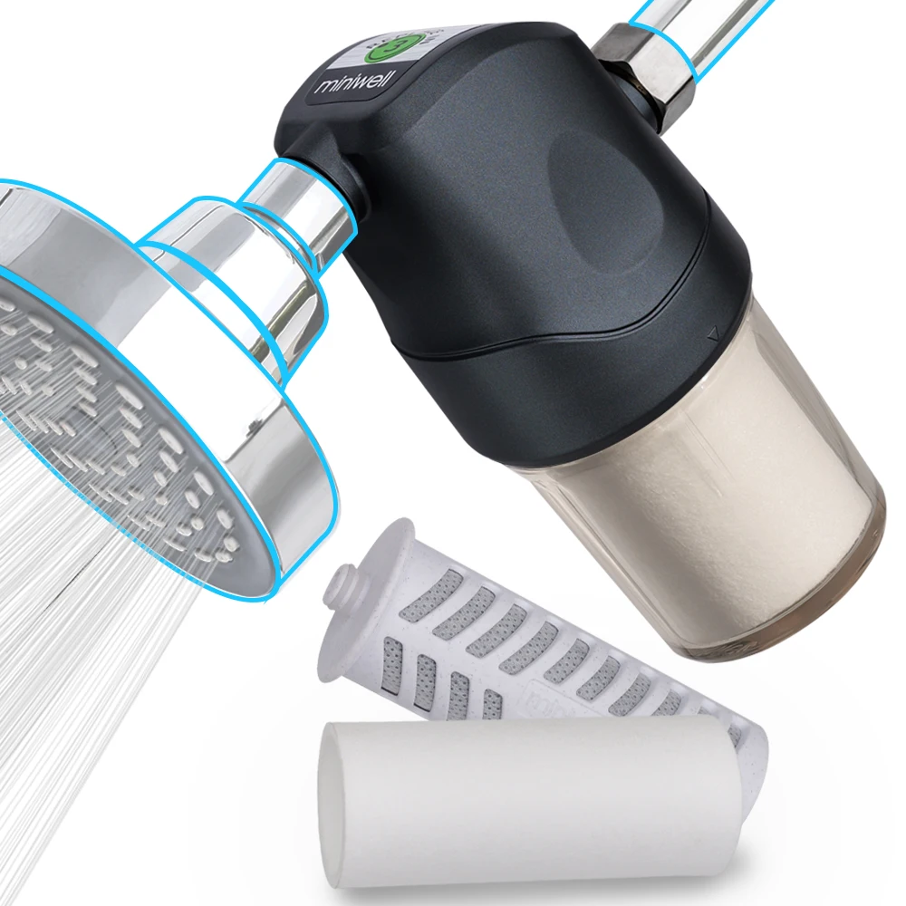 Shower Water Filter Miniwell Shower Filter System L700-B01 Remove Hard Water Chlorine & Contaminants Ideal for Hair Skin Softening