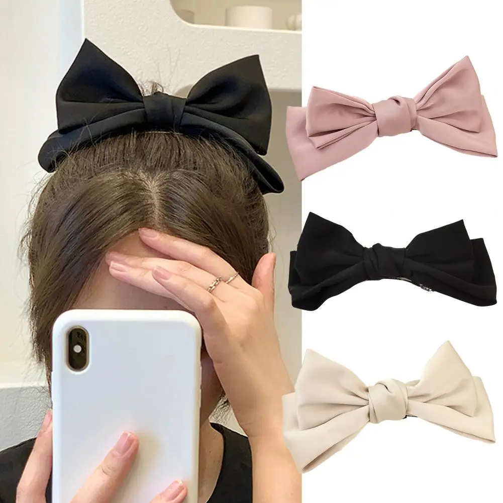 

Princess Style Satin Hair Barrette Hair Clip for Girls Double Layers Bow Hairpin Ponytail Bun Decoration Anti-slip Hair