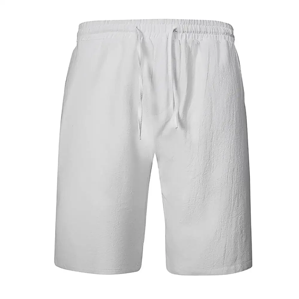 Cotton Linen Shorts Men Five-point Sports Short Breathable Simple Pants Summer Thin Casual Shorts Solid Color Elastic Pant 4