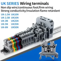 UK1.5N/2.5B/3N/5N/6N/10N/16N/25N/35N/50N Terminal Block สกรู Clamp Connector DIN Rail Universal สายไฟทองเหลืองแรงดันไฟฟ้า Terminal 1
