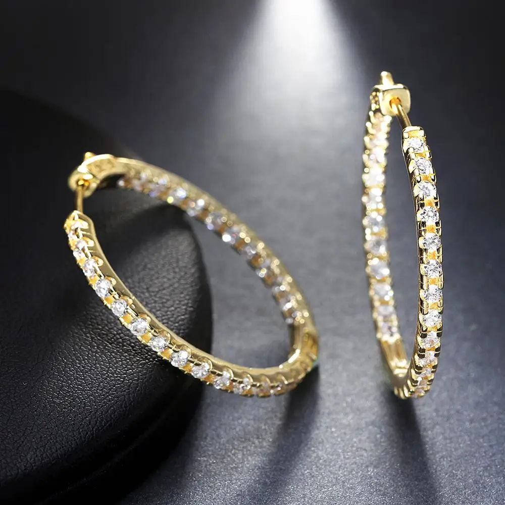 

RINNTIN OE137 Cheap Wholesale Statement Earring Jewelry Supplies Brass 14k Gold Rock Huggies Hoop Earrings large for Women