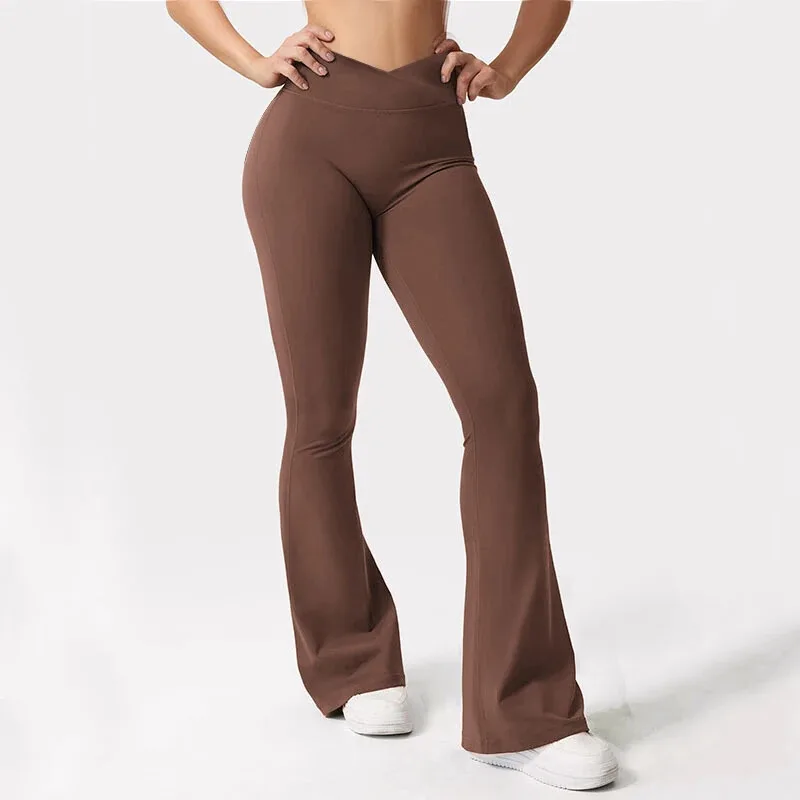 DF Vision Flares Women Seamless Gym Yoga Pants High Cross Waist Fashion Sports Leggings Fitness Wide-leg Workout Trousers 2