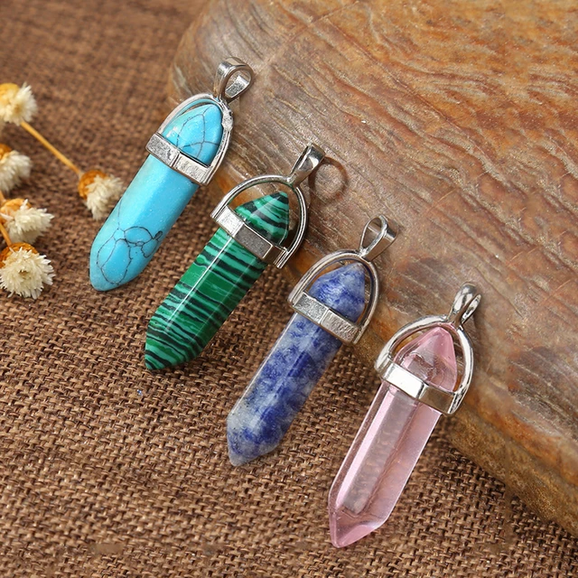 1PC Natural Stone Pendants For Necklace Charm Quartzs Hexagonal Fake  Crystal Pendant DIY Jewelry Making Materials Accessories