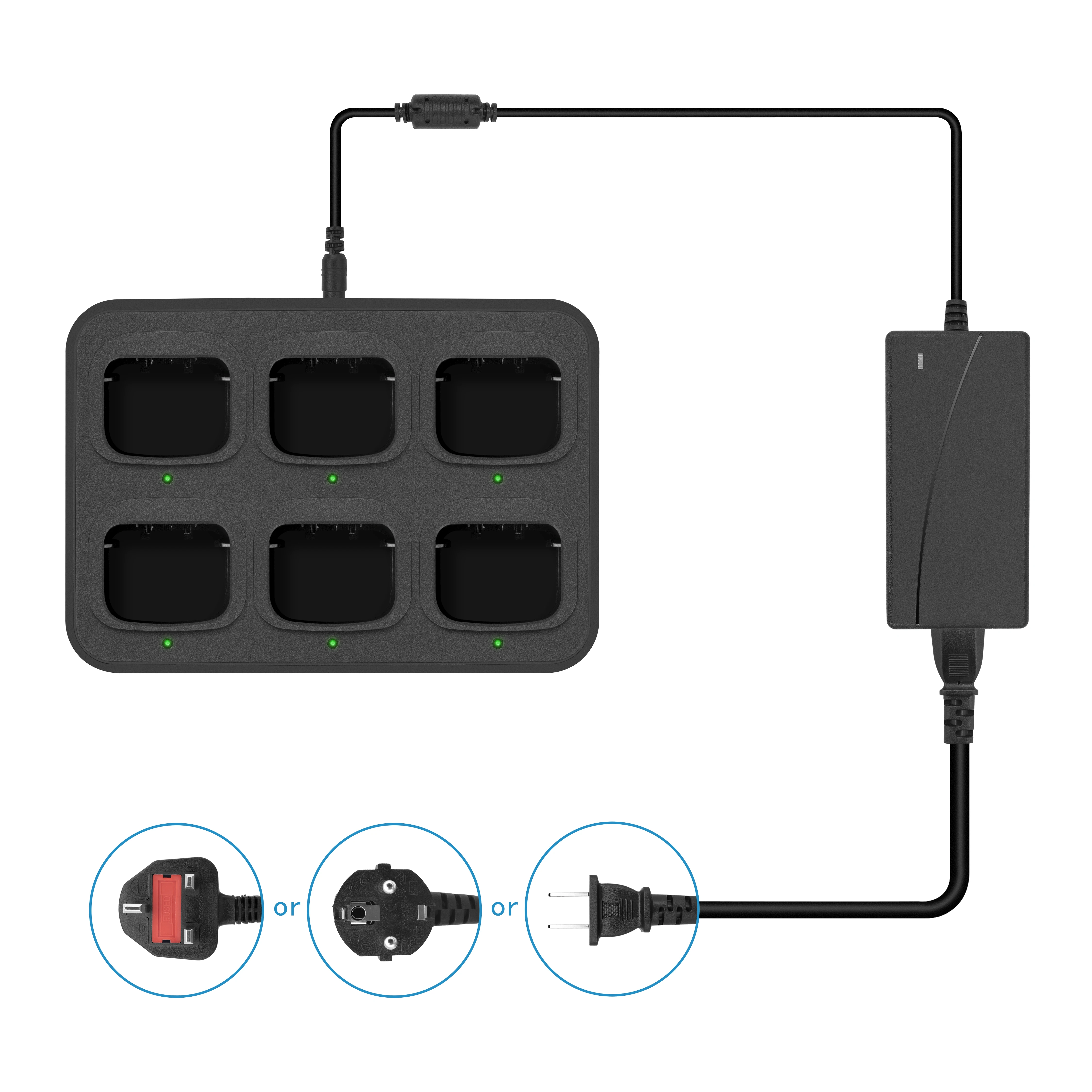 6-Way Multi-Functional Charger Adapter Rapid Charging for MD-380 MD-280 MD-446 MD-380G Walkie Talkie Two Way Radio 6 way multi functional charger adapter rapid charging for tc f1 walkie talkie two way radio