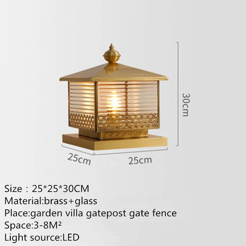 thumbnail image 1 of Lámpara de poste LED para exteriores OUTELA de latón clásico para jardín, luz de paisaje, pilar de patio simple, IP65, resistente al agua, estilo retro, 1 of 5