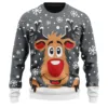 Ugly Christmas Sweater Women Reindeer Print Oversized Knit Sweater Winter Round Neck Long Sleeve Cozy Holiday Sweater Knitwear 5