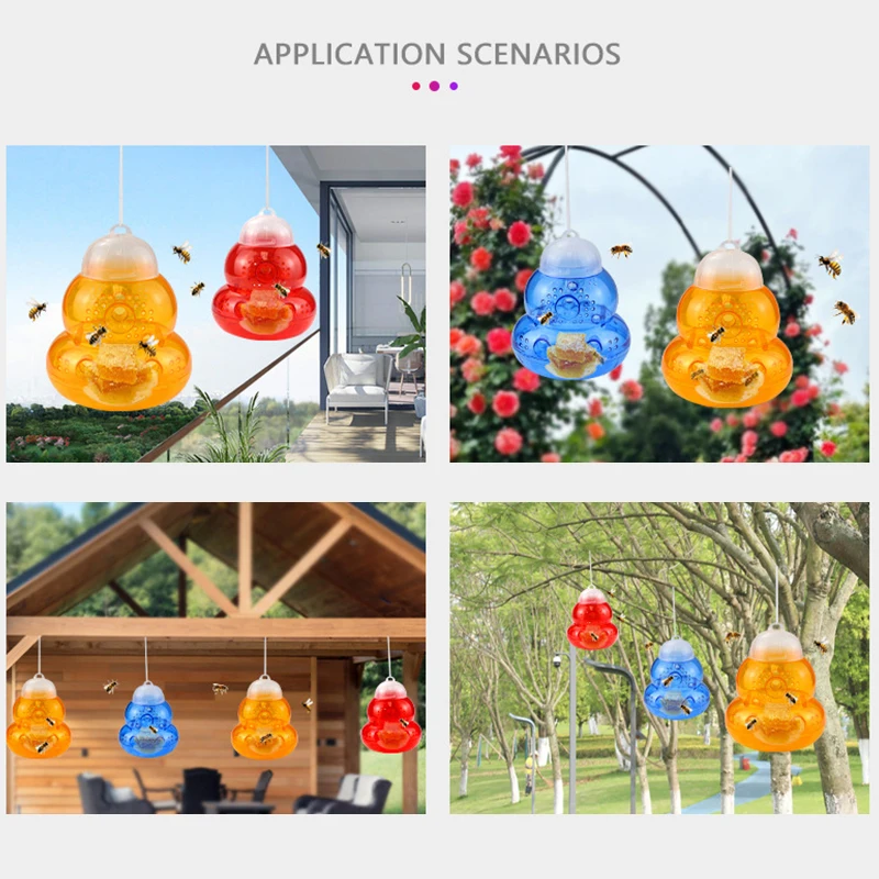 

1PC Reusable Portable Wasp Repellent Hornet Trap Non-toxic Gourd Shaped Hanging Traps Pest Control Product