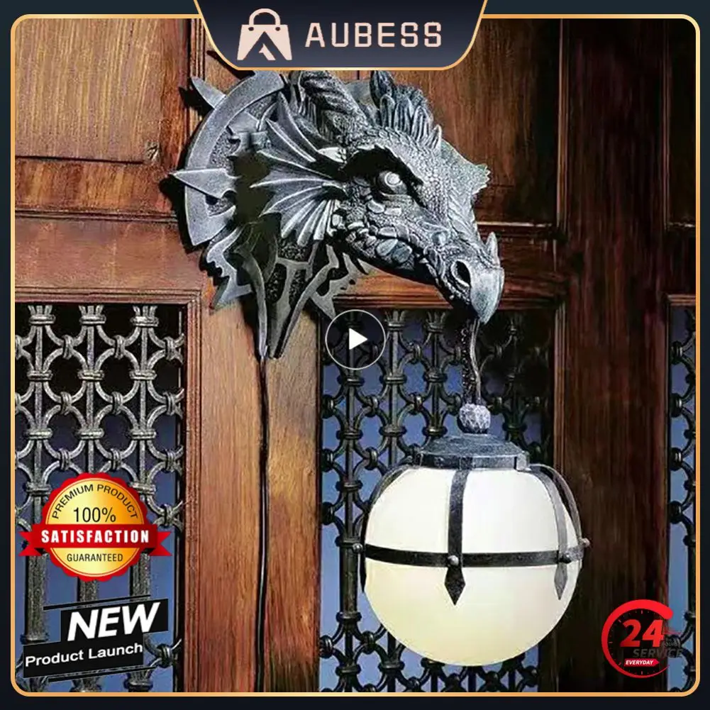 

LED Dinosaur Hanging Lamp Lantern Resin Dragon Head Crafts Pendent Lamp Opknoping Lamp Halloween Decoration Wall Decoration