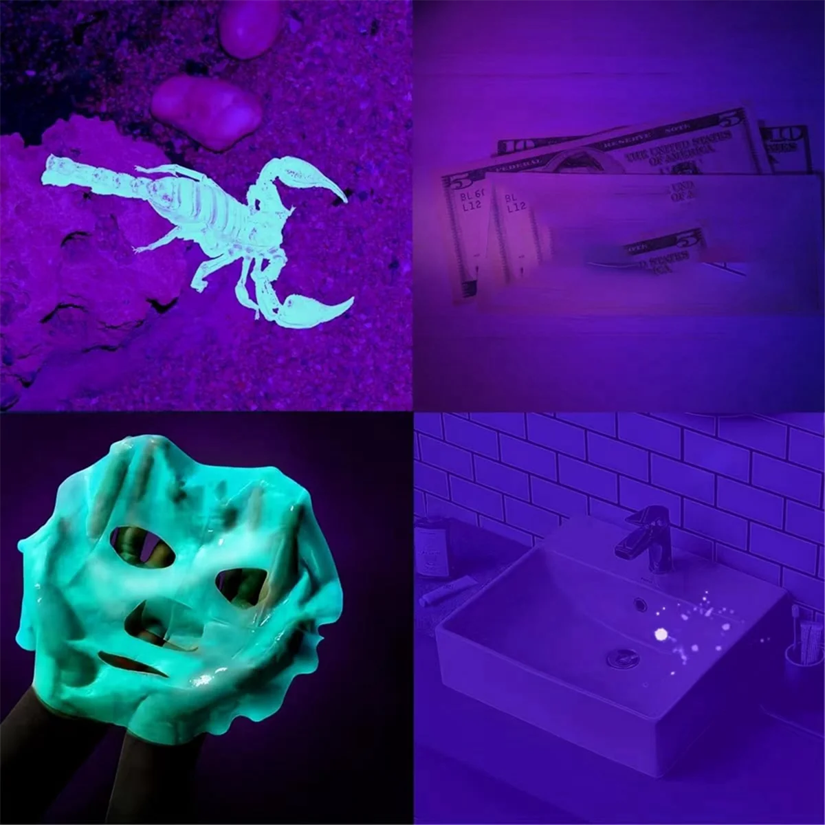 Pack of 100 LED Keychain Flashlight, 395Nm UV Keychain Flashlight, UV Light Flashlight Keychain,Purple 3
