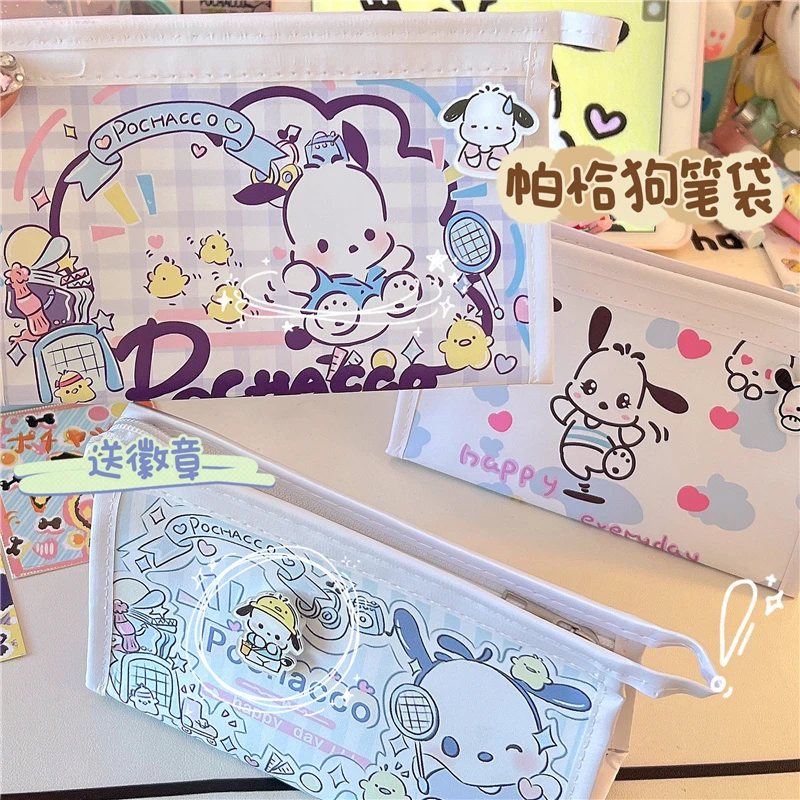 

Kawaii Transparent Portable Cartoon Pachacco Dog Large Capacity Pencil Case Pen Bag Stationery Organizer Makeup Storage Pouch