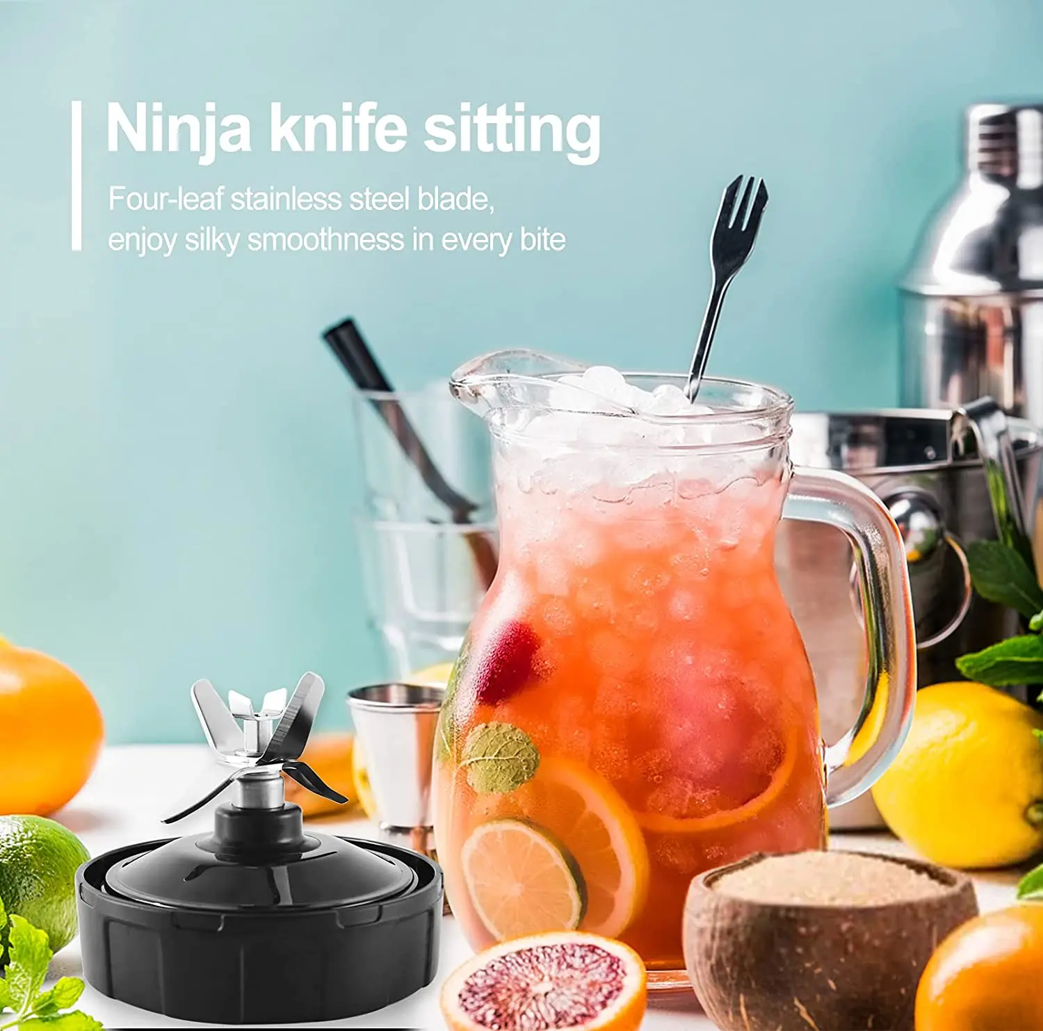 Extractor Blades Blender Replacement Parts for Ninja 7 with Washer Rubber for Nutri Ninja Auto IQ BL486 BL642 N102 BL682