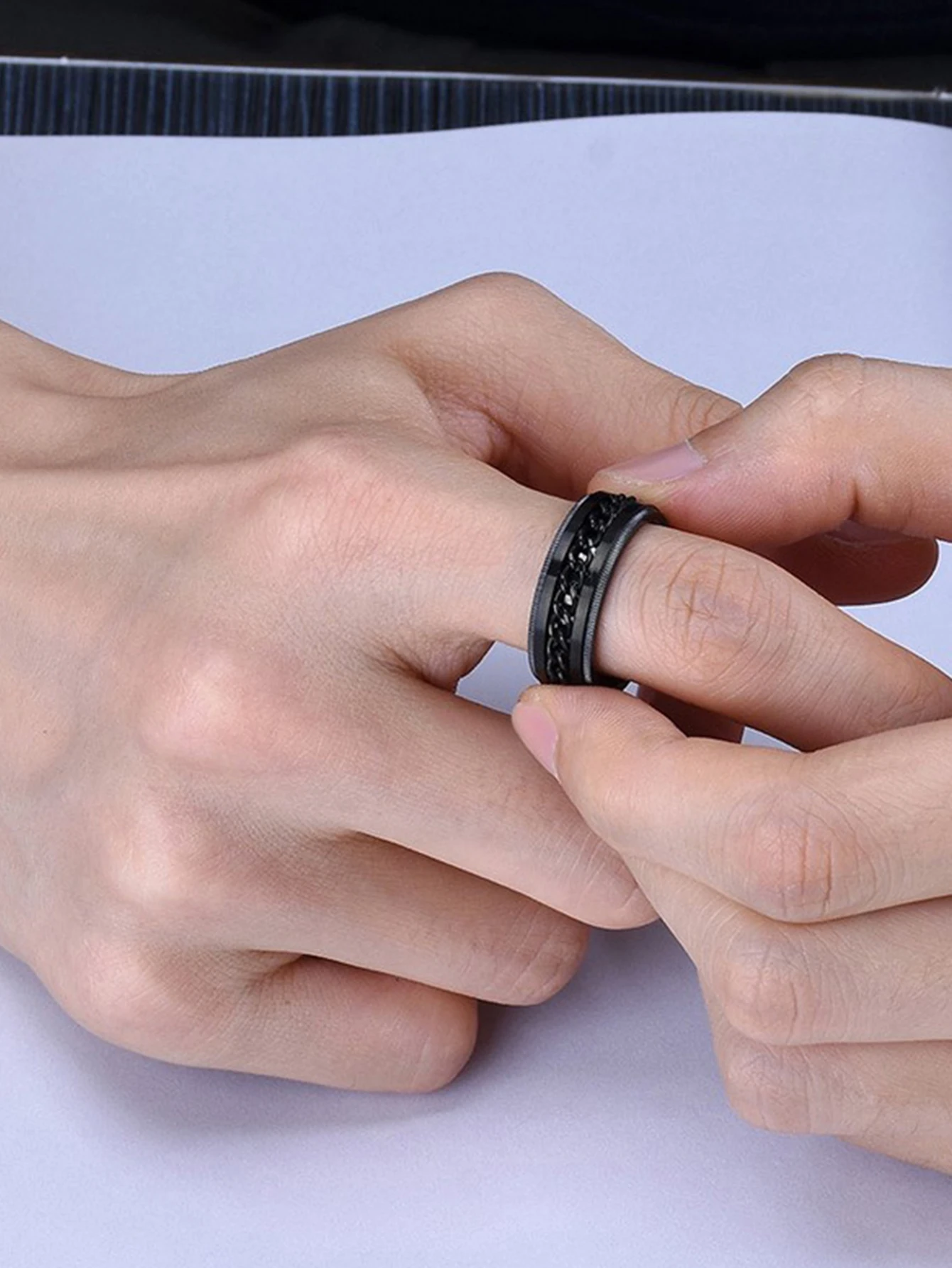 Finger Ring 3PCS Men Chain Decor