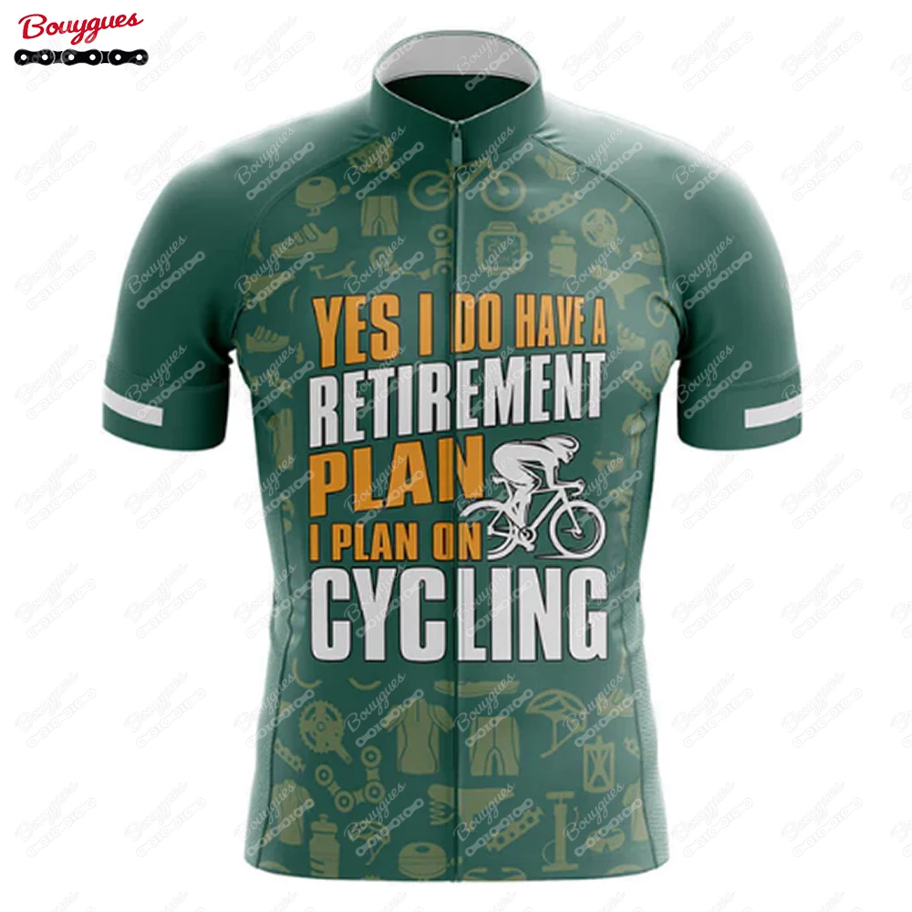 Retirement Plan Cycling Jersey For Men Short Sleeve Reflective MTB Maillot Downhill Pro Team Mountain Bicycle Clothing  Summer 6