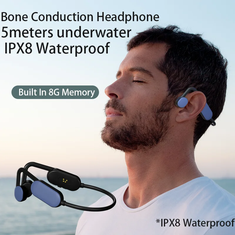 

LS Q50 Bone Conduction Bluetooth Stereo Earphone Sport Running IPX8 Wireless Swim Bluetooth Headphone With 8G Memory 2022
