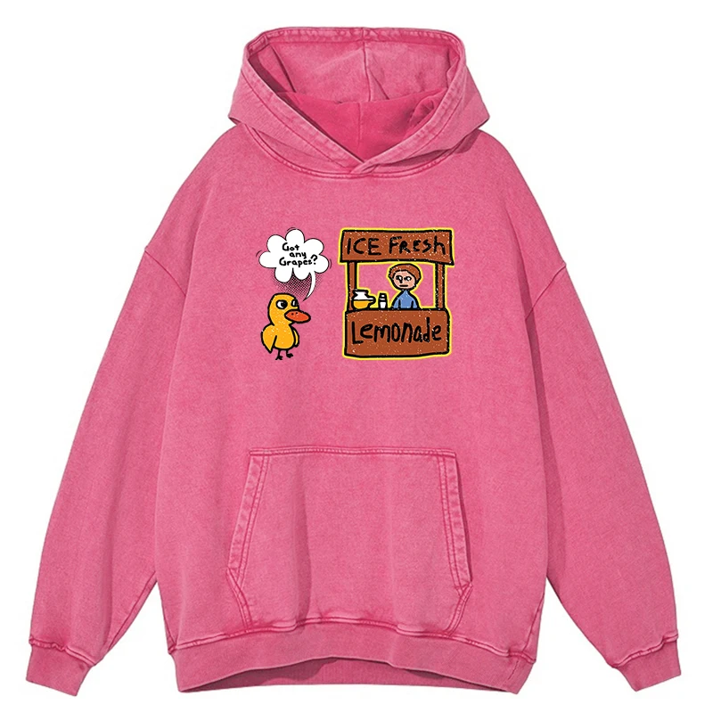 thumbnail image 1 of Sudadera con capucha para hombre, estilo retro, desgastada, con efecto desgastado, limonada fresca y helada, ropa holgada, 100 % algodón, talla grande, 1 of 4
