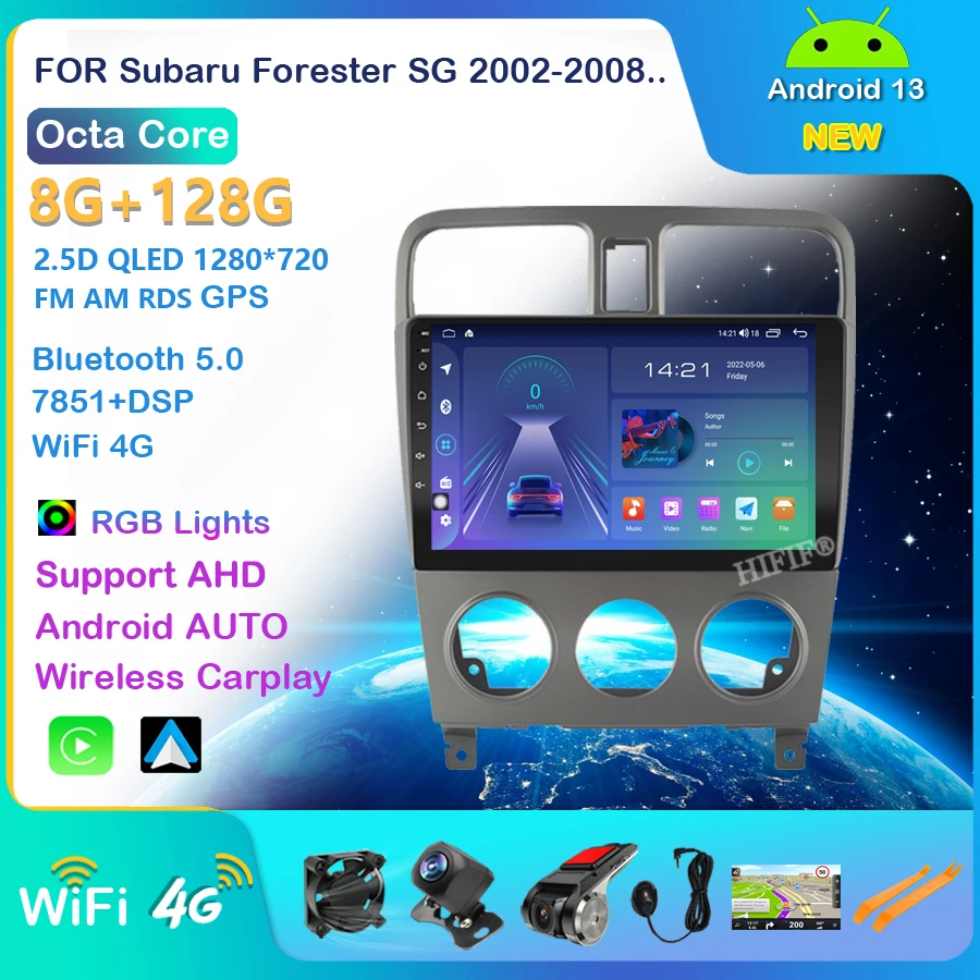 

6G+128G DSP Android 13 Car Radio GPS RDS multimedia player For Subaru Forester 2002 2003-2008 2din Android car player NO DVD