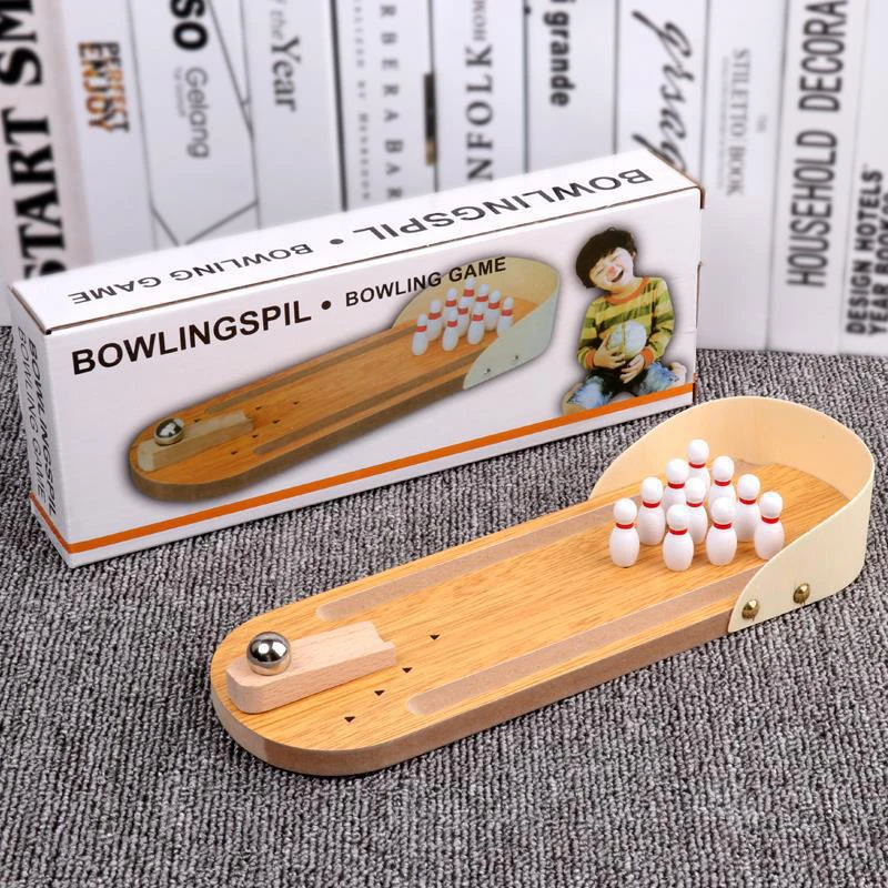 

Mini Bowling Board Games Wooden Children Educational Innovation Solid Adult Kids Toys Parent-child Play Ball For Children Kids