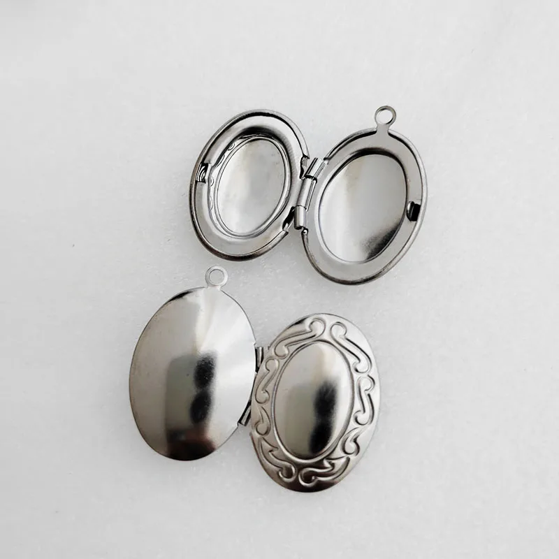 Wholesale 20pc/lot DIY New Oval Ruyi Stainless Steel Color Charms Locket Pendant Jewelry Making Family Memories Festival Gift 6
