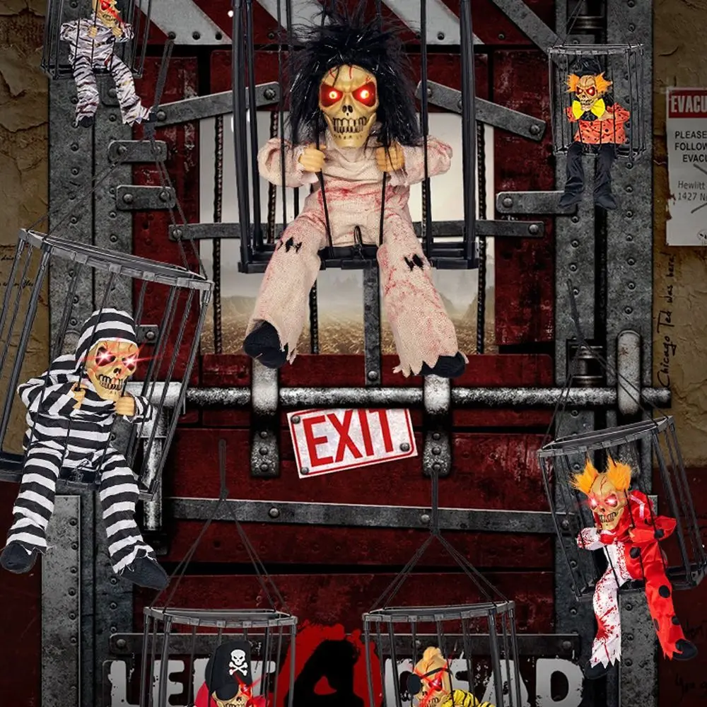 

Полипропиленовая клетка для Хэллоуина, призрак, декоративный датчик движения, светящиеся электронные компоненты