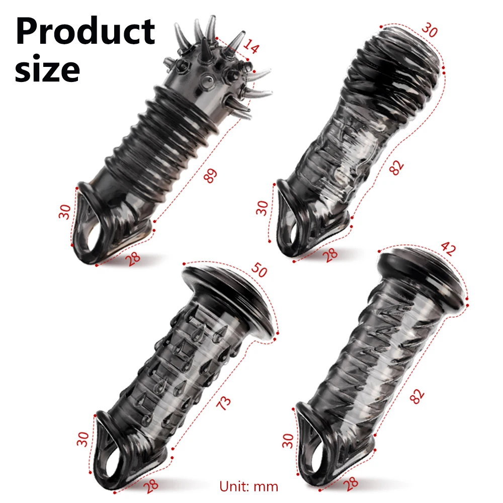 S21dd50b339b44e12b10d2300f549333bX Penis Extender Sleeve Reusable Condoms Elastic Cock Ring Delay Ejaculation Penis Enlargement Adult Sex Toys for Men Sex Products
