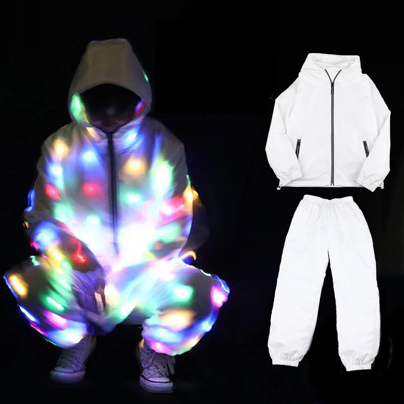 LED leuchten Rave Jacke erwachsene Kinder tanzen Leistung Kostüm Flash LED Lichter wasserdichte Kleidung coole Nacht laufen Requisiten