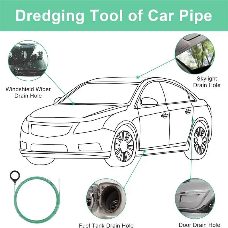 Car cleaning accessories drain cleaning brush car drain cleaning brush 3m 5m Car Sunroof Drain Cleaning Brush Car Drain Hole Cleaner Flexible Brush Long Pipe Cleaners Tube Cleaning Tool