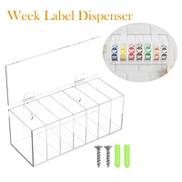 7Slot Storage Box Week Label Dispenser Acrylic Wallmount Transparent Box Versatile Sticker Roll Dispenser for Home School Office 1