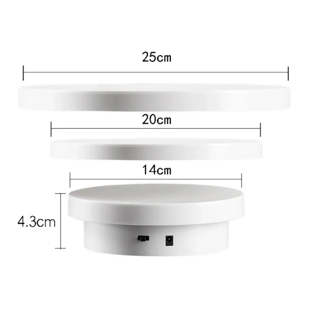 New 3 in 1 Electric Turntable Round 360° Rotating Photography Display Stand Visualizer White Product Display Turntable Jewelry