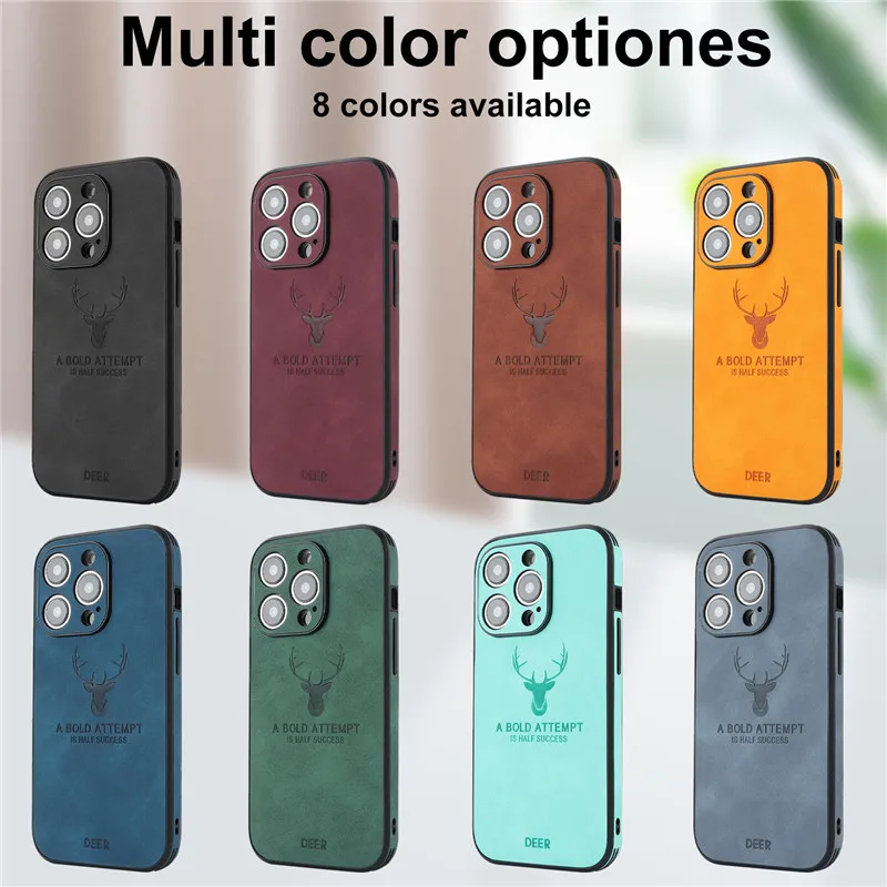 כיסוי עור חצי מוצלח Deer A Bold Attempt עבור iPhone 11 12 13 14 15 16 17 Pro Max Plus Air Magsafe כיסוי רכב מגנטי