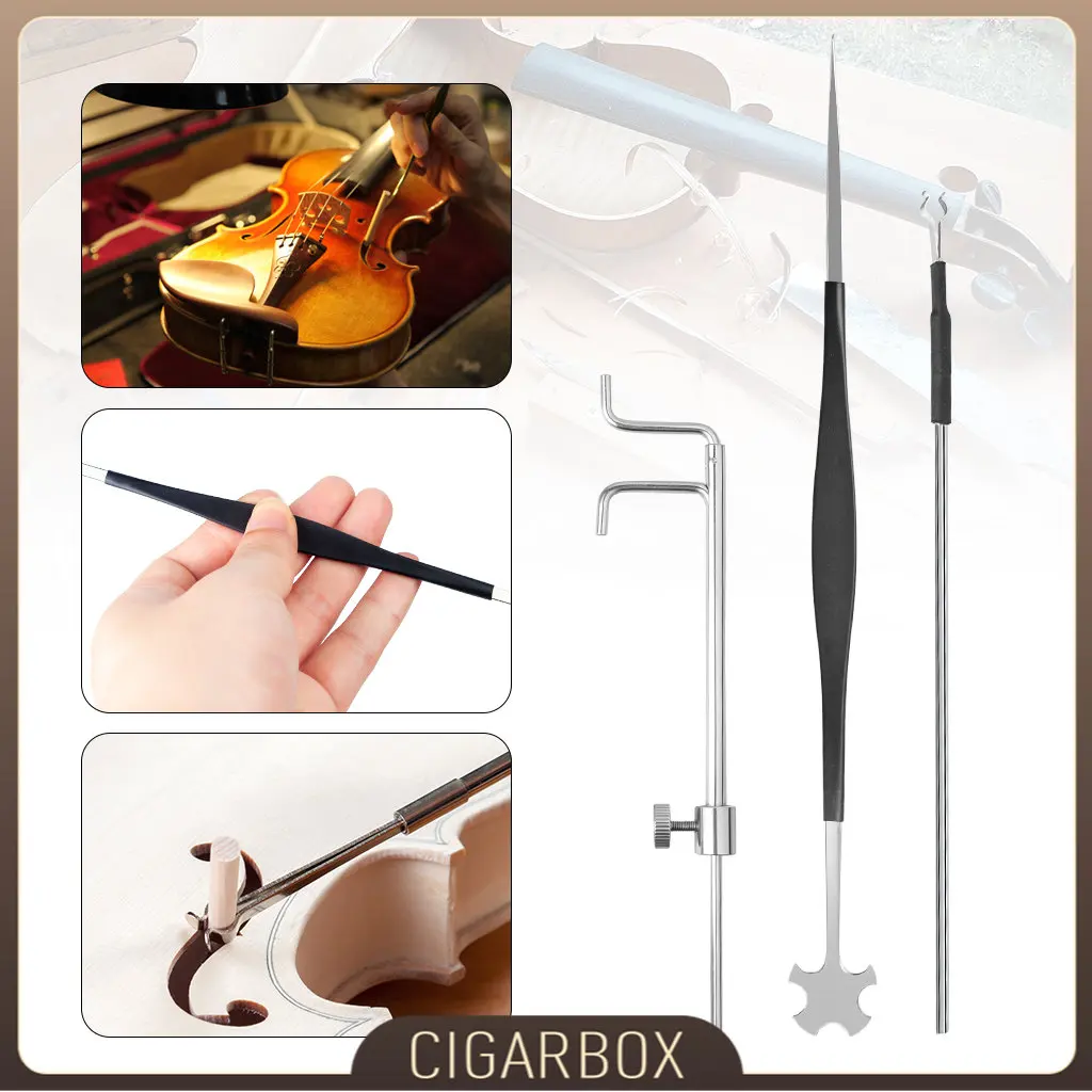 Violino Sound Post Calibro Protetto In Gomma Sound Post Retriever Setter Tool Set Per Violino Viola Fiddles Riparazione Strumenti Per La Creazione Fai