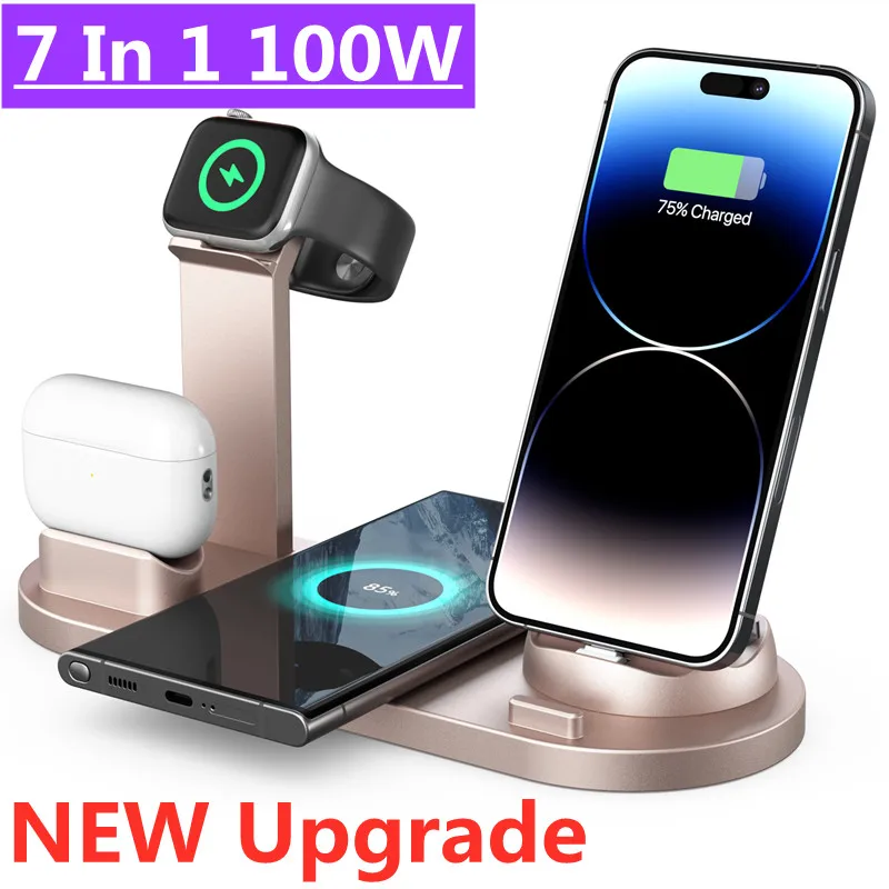 100W 7 in 1 Wireless Charger Stand Pad For iPhone 14 13 12 Pro Max