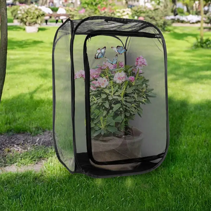 Butterfly Habitat Mini Insect And Butterfly Cage Popup Collapsible Insect Mesh Cage All Black Net Feeding Standard insect butterfly cage