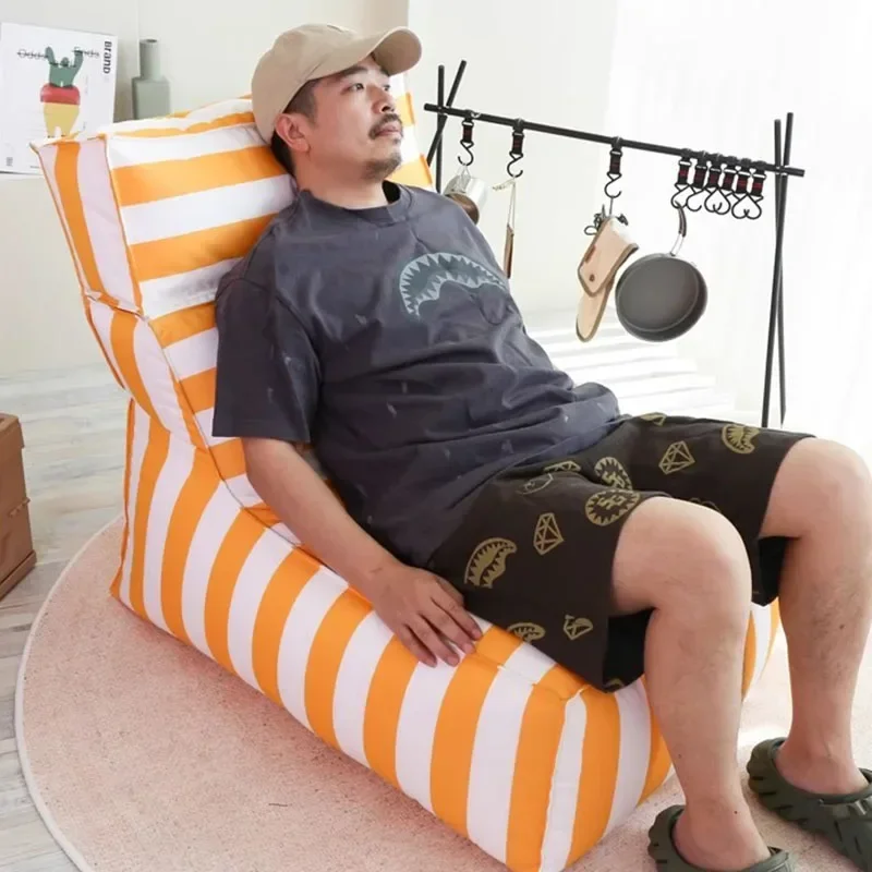 Stripes Leisure Beanbag Outdoor Beach Square Lounge Waterproof Beanbag Outside Reclinable Foldable Sitzsack House Accessories